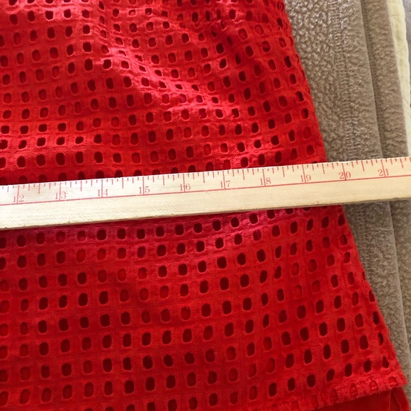 J . Crew Woman’s Size 12 Poppy Red eyelet top - Picture 12 of 15